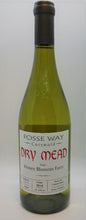 Load image into Gallery viewer, a green glass bottle of mead with a cork closure and black shrink neck capsule. A front label saying Fosse Way Cotswold Dry Mead, Vintage 2016, 750ml, alcohol by volume 12%, made with Cotswold Honey , Product of England.