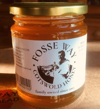 Load image into Gallery viewer, 6 x 340 g Fosse Way Cotswold Runny Honey in glass jars.