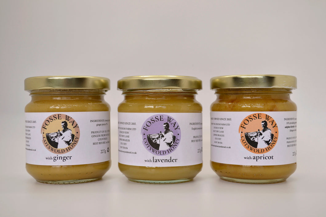 Cotswold Set Honey - 3 x 227g Jar Pack . Lavender. Apricot. Ginger